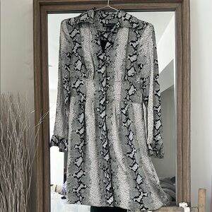 INC International Concepts Black and Gray Midi Dress